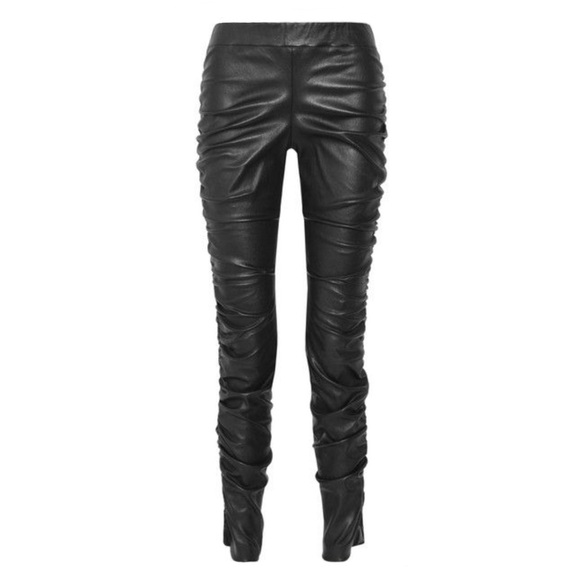 The Row Orshen Ruched Lambskin Leather Leggings Womens SZ XL Black Quiet Luxury - Picture 13 of 14